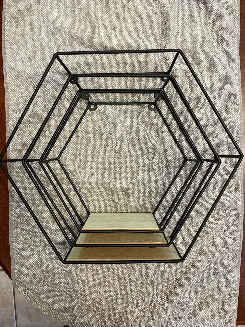 3 Black Hexagon Metal Wall Shelves-Modern Wall Decor.  Plants NOT included
